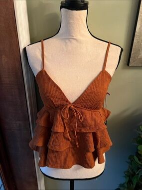 Madden Girl Rust Ruffle Tiered Camisole